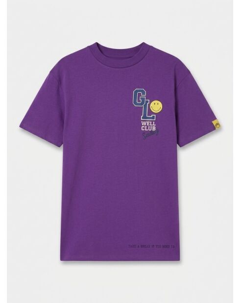 Violettes Smiley-T-Shirt aus Bio-Baumwolle