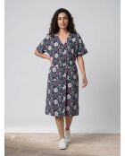 Marineblaues bedrucktes Epolo Kleid