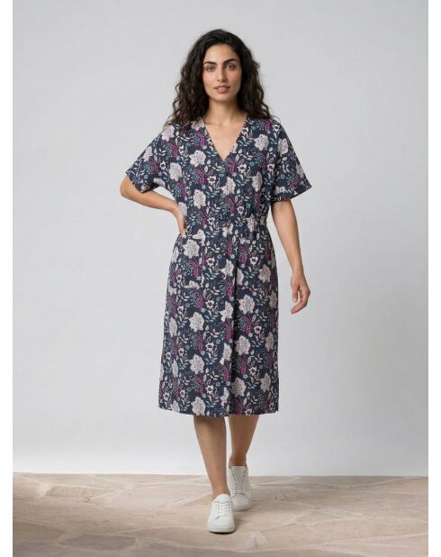 Marineblaues bedrucktes Epolo Kleid