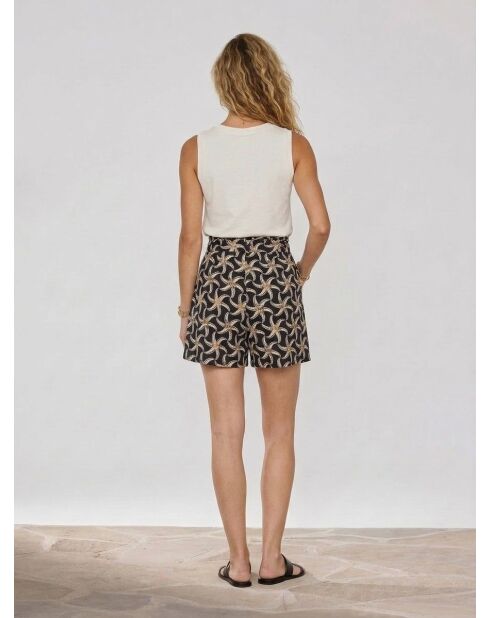 Zwarte korte broek met zeesterprint