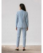 Blaue Vanillejacke aus Baumwolle und Leinen