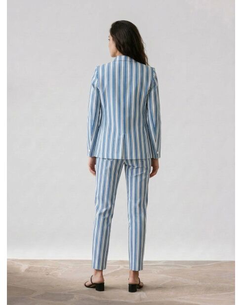Blaue Vanillejacke aus Baumwolle und Leinen