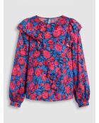 Satinbluse Lexa rosa/blau