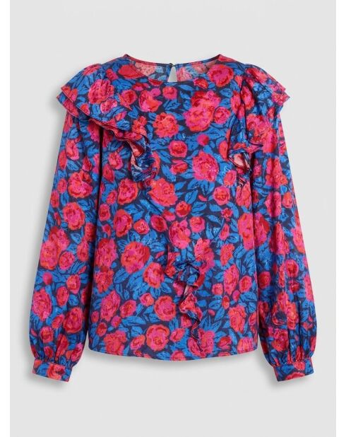 Blusa Lexa de satén rosa/azul