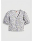 Holly kurze weiße gemusterte Bluse