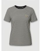 Camiseta de algodón a rayas en blanco y negro
