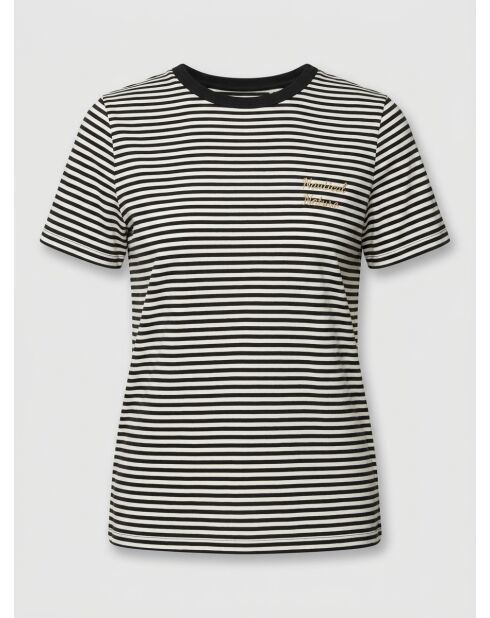 Zwart/wit gestreept katoenen t-shirt
