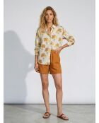 Blusa de cabina estampada marrón/amarillo