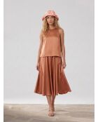 Top en satin fluide cognac