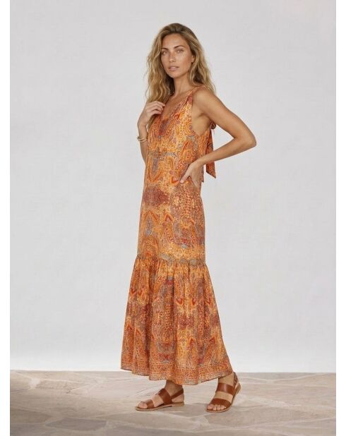 Sasha Papaye Maxikleid aus Seidenmix