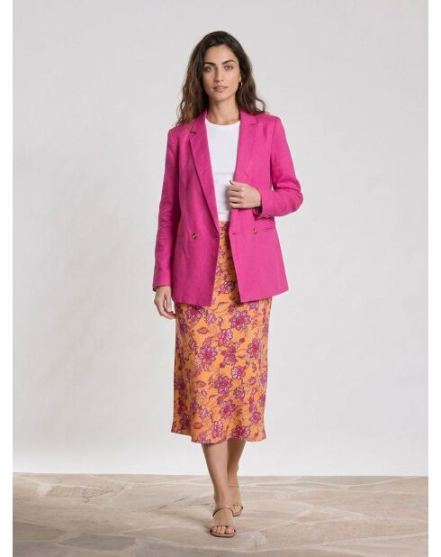Vivano fushia Jacke aus Leinen und Baumwolle
