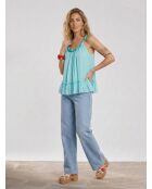Wassergrünes Crinkle Top