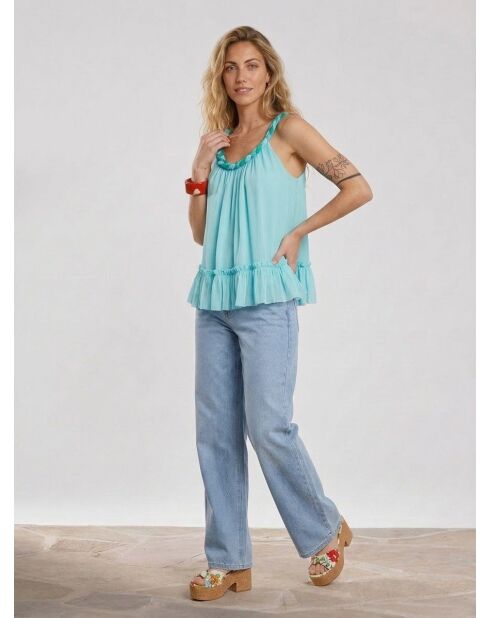 Wassergrünes Crinkle Top
