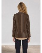 Blazerjacke Valeria aus gestreiftem Leinengemisch in Khaki