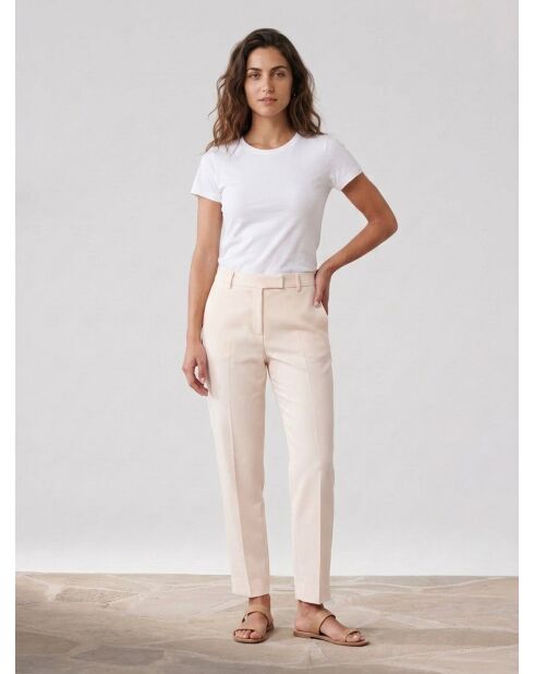Pantaloni ecru in misto lana fredda
