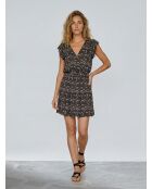 Grau/orangefarbenes Java-Kleid mit Wellenmuster
