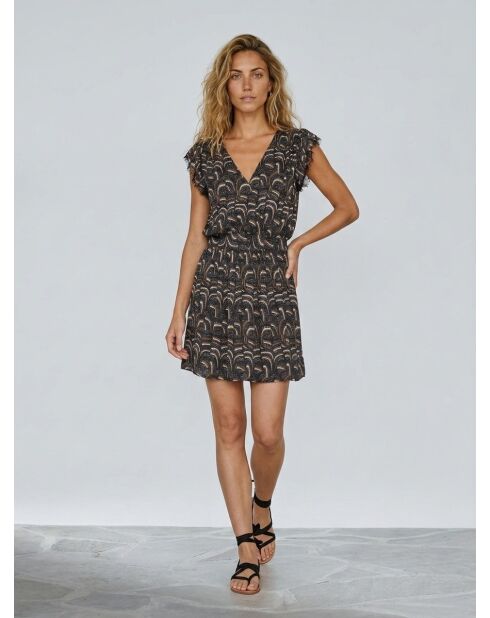 Vestido Java con estampado ondulado gris/naranja