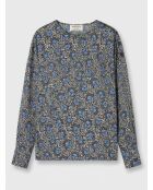 Blouse Aima imprimée noir/bleu/écru