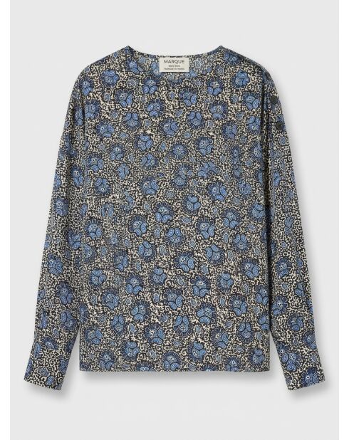 Blusa estampada Aima en negro/azul/crudo