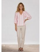 Blouse Iowa à rayures blanc/rose