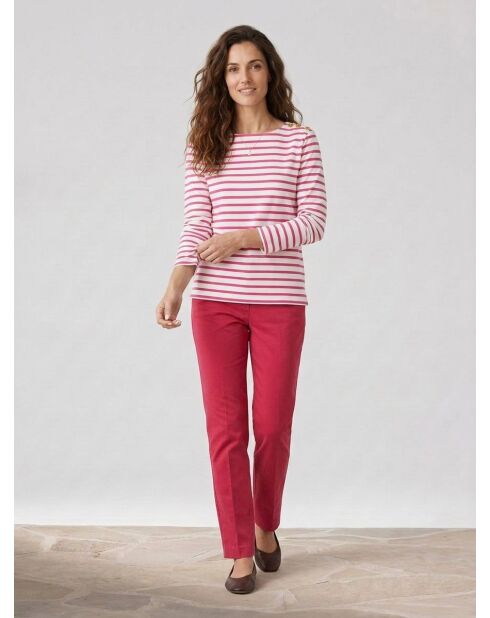 Camiseta de algodón orgánico Parin Marin crudo/rosa