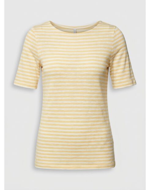 T-shirt a righe gialle/bianche