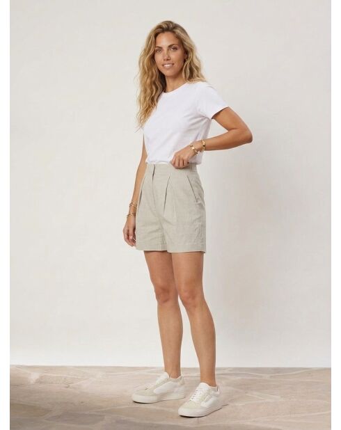 Wit/marineblauwe korte broek van Lenon