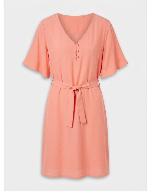 Rosafarbenes bedrucktes Midikleid Cathy