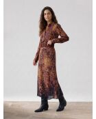 Elsa Satinrock mit braunem Sandelholzprint