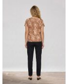 Braunes T-Shirt mit Korallendruck