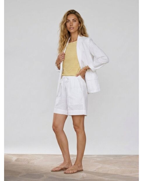 Weißer Blazer aus 100% Leinen mit 1 Knopf