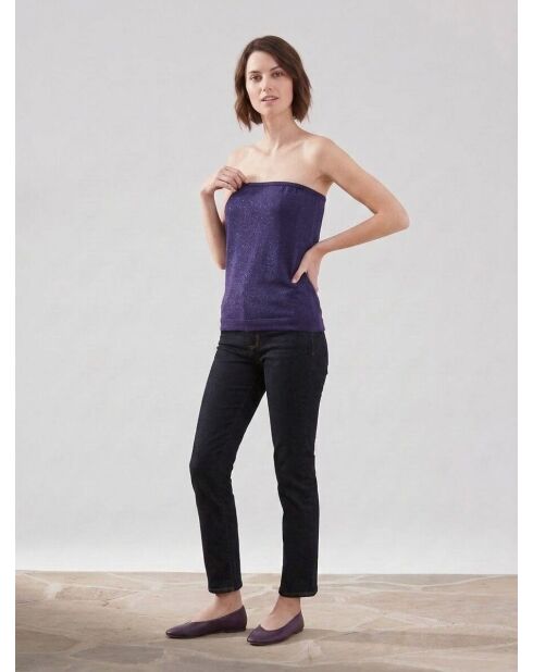 Bustier met bosbessen van kasjmier en lurex