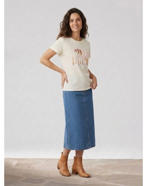 Sunset Block ecrufarbenes T-Shirt