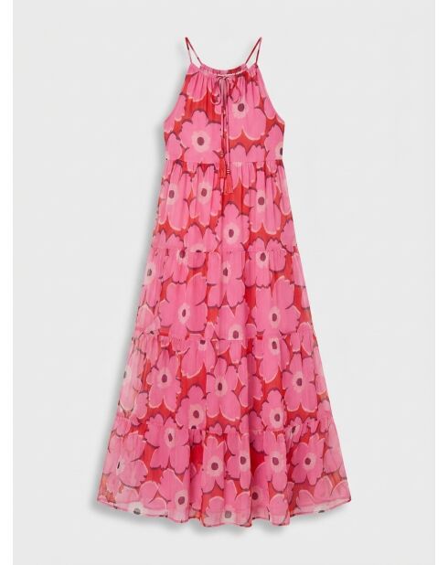 Rosa bedrucktes Kontrollkleid