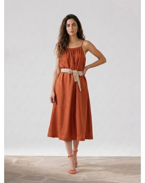 Vestido brillante en mezcla de lino Nahla terra