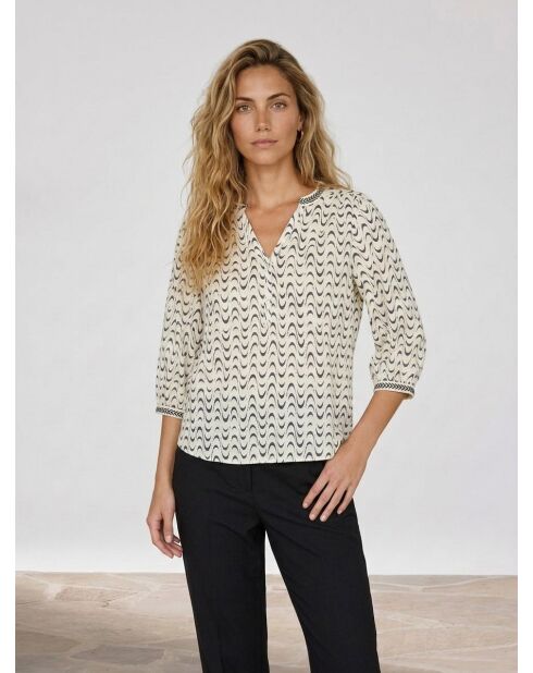 Blusa Okinawa beige/azul