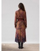 Elsa Satinrock mit braunem Sandelholzprint