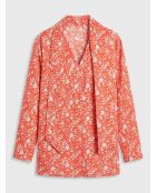 Chemise droite Pegy à fleurs rouge
