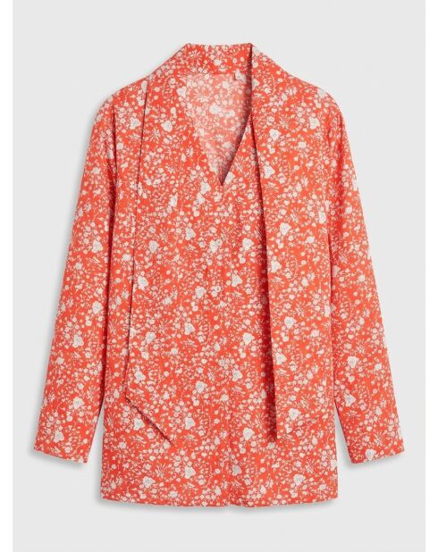 Pegy recht shirt met rode bloemen