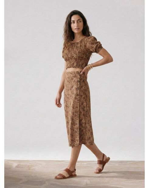 Milana Wrap bruine rok met dierenprint