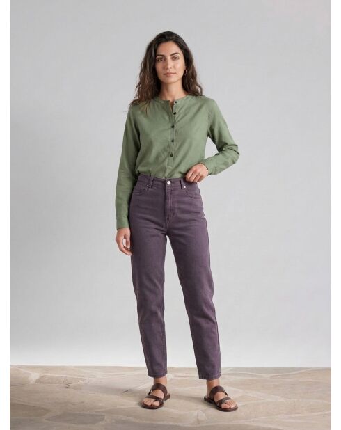 Khakifarbene Bluse Cannes aus Baumwolle und Seide
