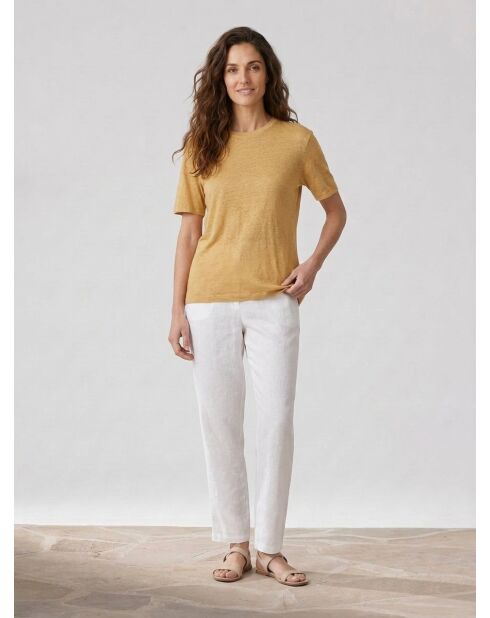 Camiseta Ariba 100% lino y lino en beige