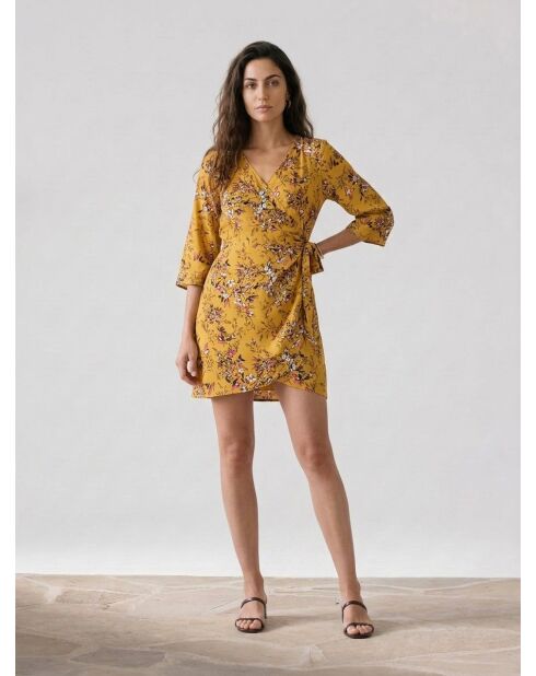 Cristina ockerfarbenes bedrucktes Kleid