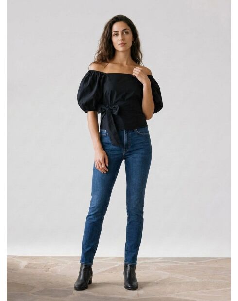 Schwarze Baumwollbluse Vera Caviar