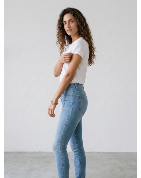 721 Mittelblaue Skinny-Jeans mit hohem Bund