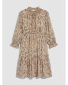 Bedrucktes kurzes Kleid Cali aus Lurex in Beige