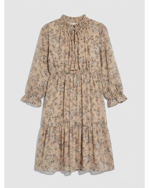 Cali lurex beige korte jurk met print
