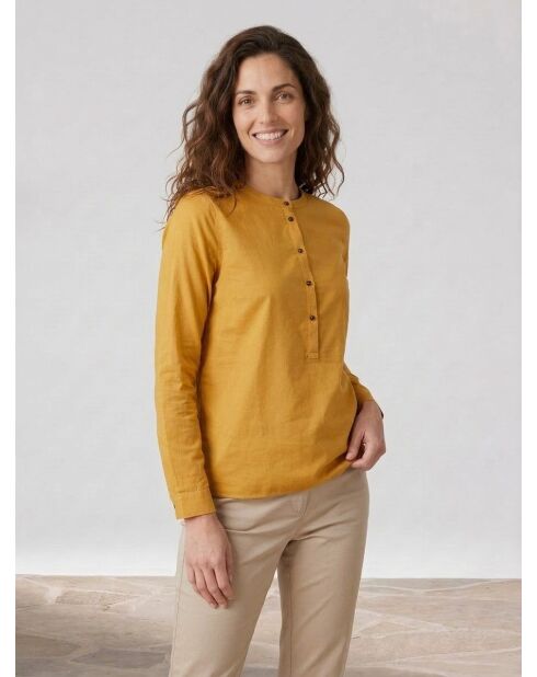 Blusa amarilla de algodón y seda Cannes