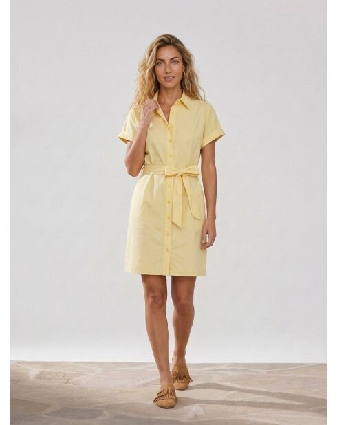 Gelbes Popeline-Kleid aus Mikro-Biobaumwolle