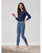 Blaue Skinny-Jeans mit hoher Taille
